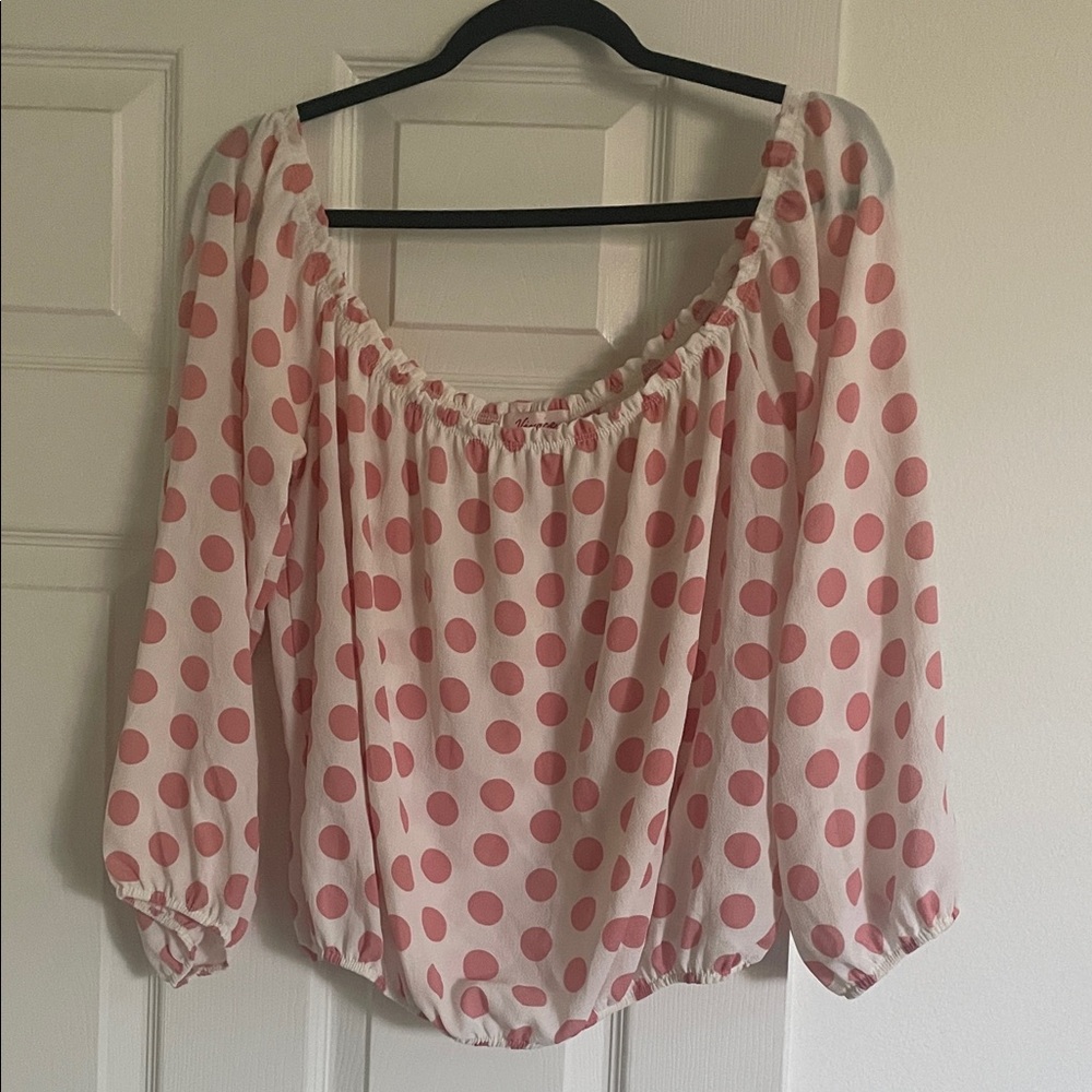 Elegant Pink Polka Dot Blouse